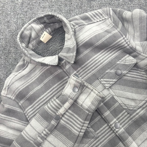 voyager Other - Voyager Fleece Shirt Jacket Medium Gray Striped Sherpa Lined Mens